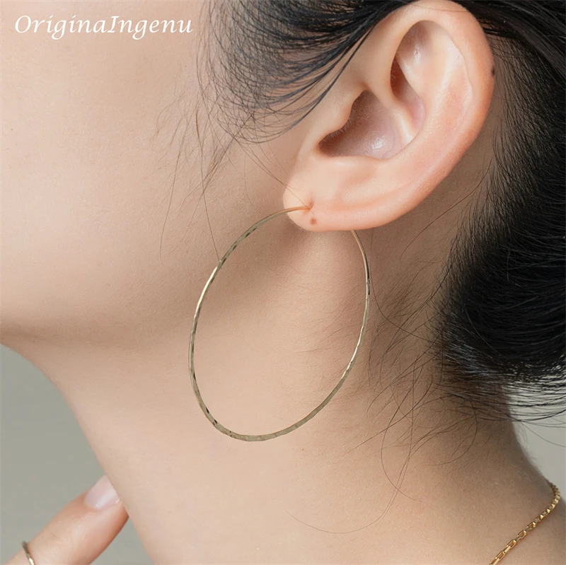 925 Silver Hammered Hoop Earrings Handmade 14K Gold Filled Jewelry