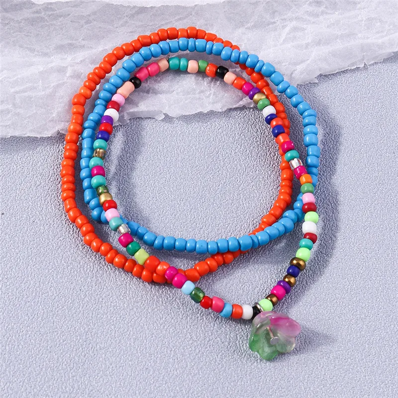 Set 5 Bracciali Boho Multistrato Con Perline E Cristalli – Elastici, Vari Colori - 4