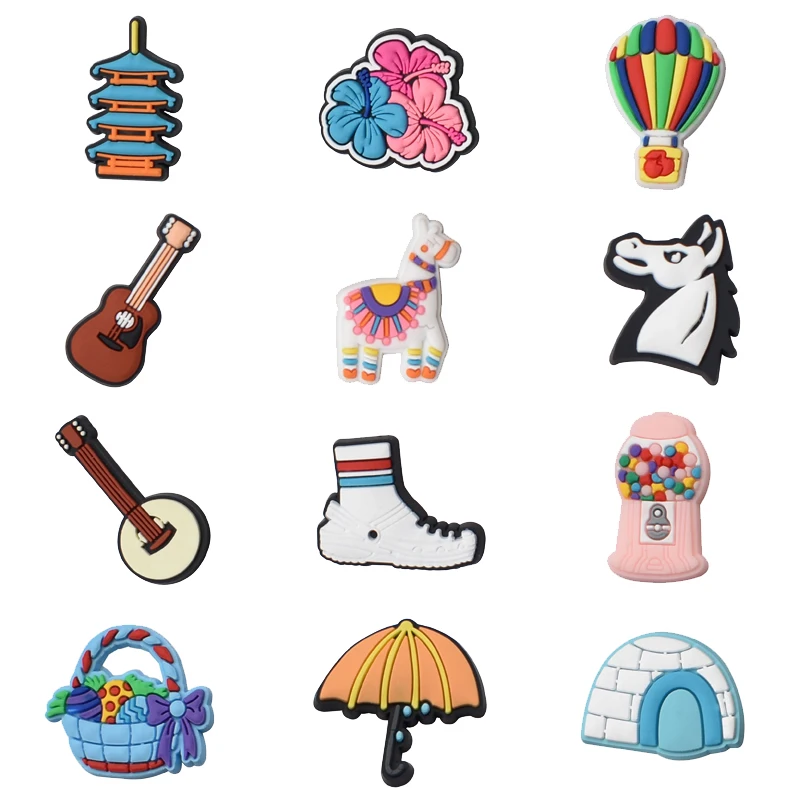 1PcsHorseGuitarforCrocsCharmsBadgeUnisexSandalsBuckleKids