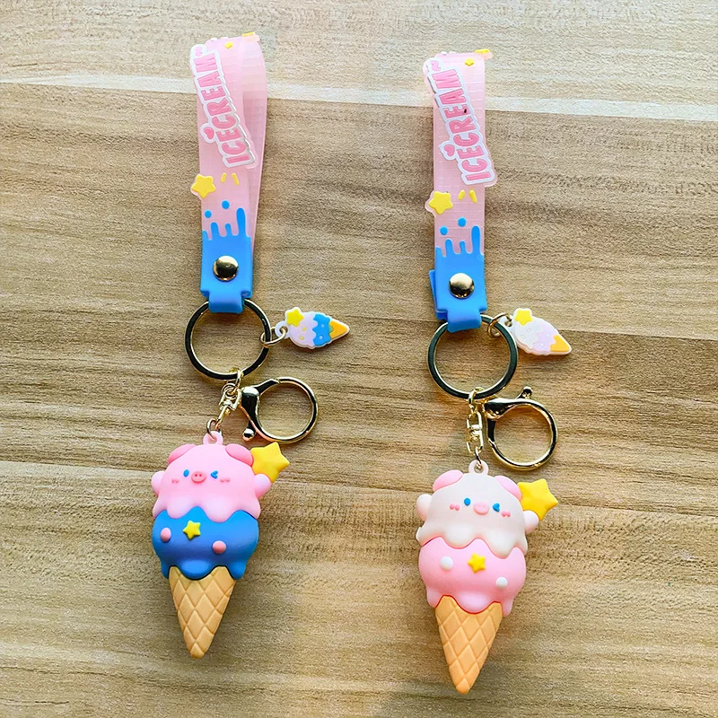 

Cartoon Anime Ice Cream Pig Action Figures Keychains Key Chain Key Ring Silicone Handbag Car Pendants Toys Birthday Xmas Gifts