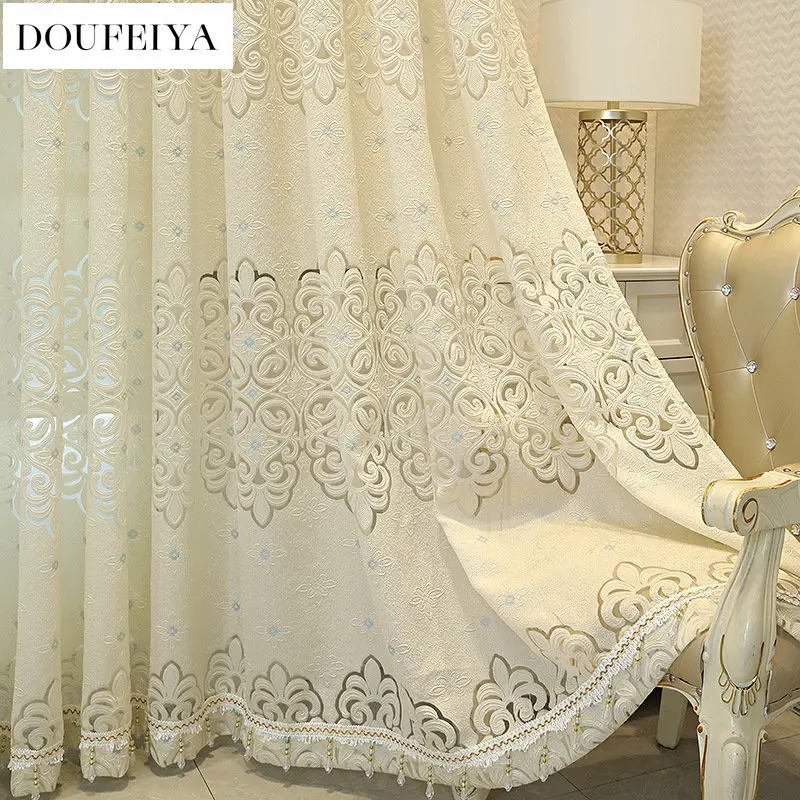 

Curtains for Living Dining Room Bedroom Blackout Embroidered Tulle SheerLuxury Balcony Customization Window Drapes Custom Size