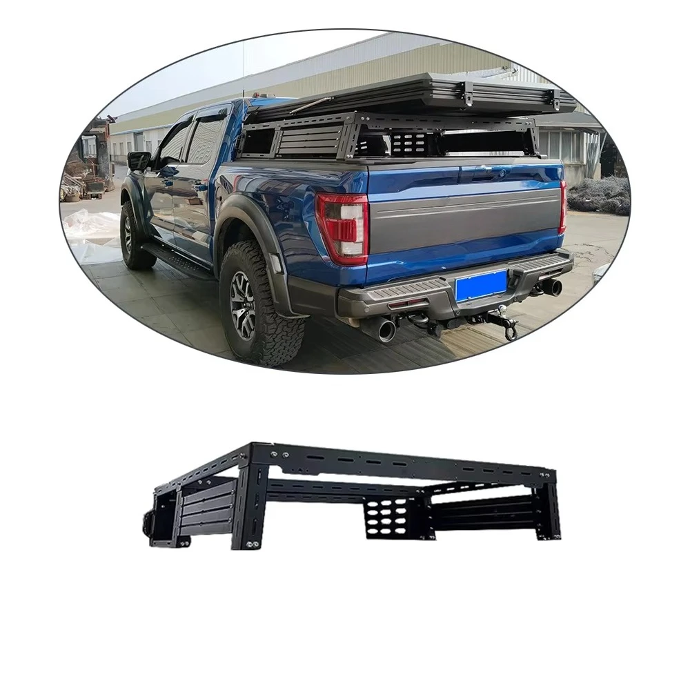 F150 / 툰드라 / 램1500 / 램 1500 TRX용 범용 조절식 롤바 알루미늄 합금 캐리어 케이지 트럭 베드 랙