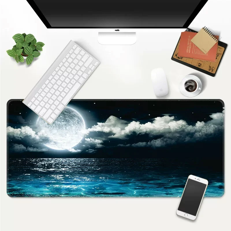 대형 게이밍 키보드 데스크 매트 XL 기하학적 아트 데스크 매트 PU 가죽 마우스 패드 마우스 패드 프린팅 패턴 사무용품 러그