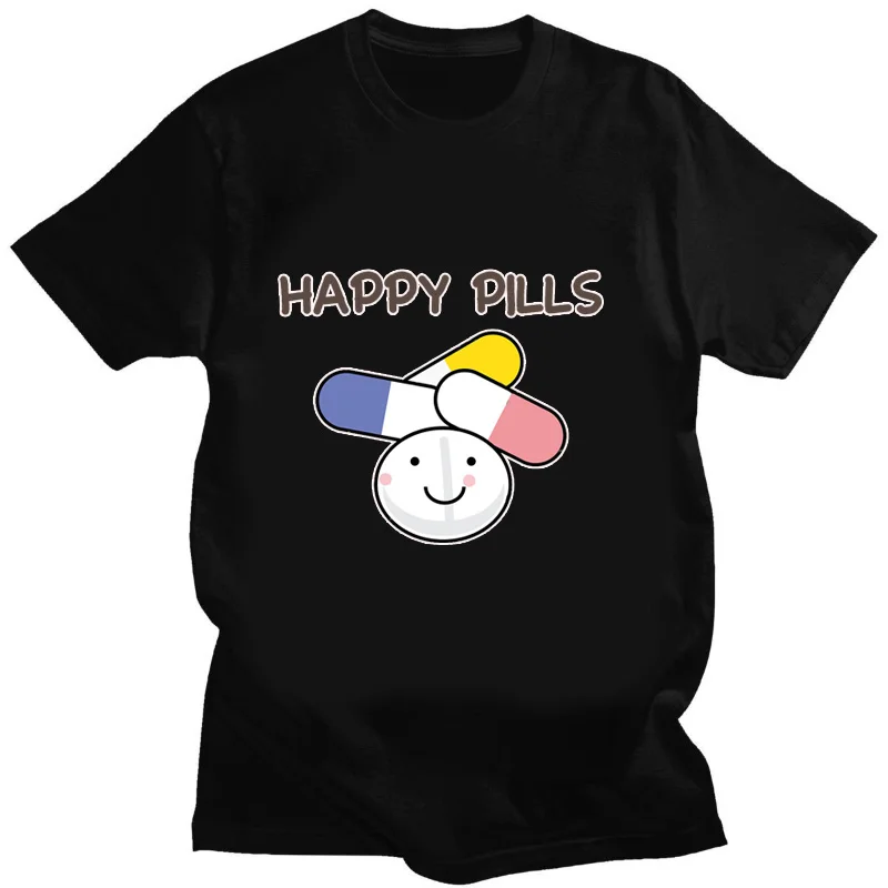 Happy Pills Print Manica Corta A Must For Cat Lovers Tshirt Uomo Donna Abbigliamento Casual Unisex Summer Streetwear Tee Novità Top