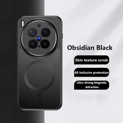 360 - Degree Rotation Bracket Matte Frosted Phone Case - Magnetic Shockproof Armor Back Cover for Vivo X200 Pro (With Magnetic Black)