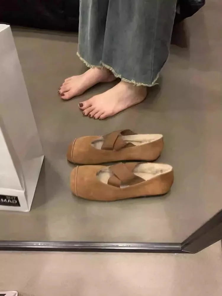 

Мокасины женские повседневные, туфли на плоской подошве, без застежки, квадратный носок, Мокасины, новинка сезона осень-зима 2023