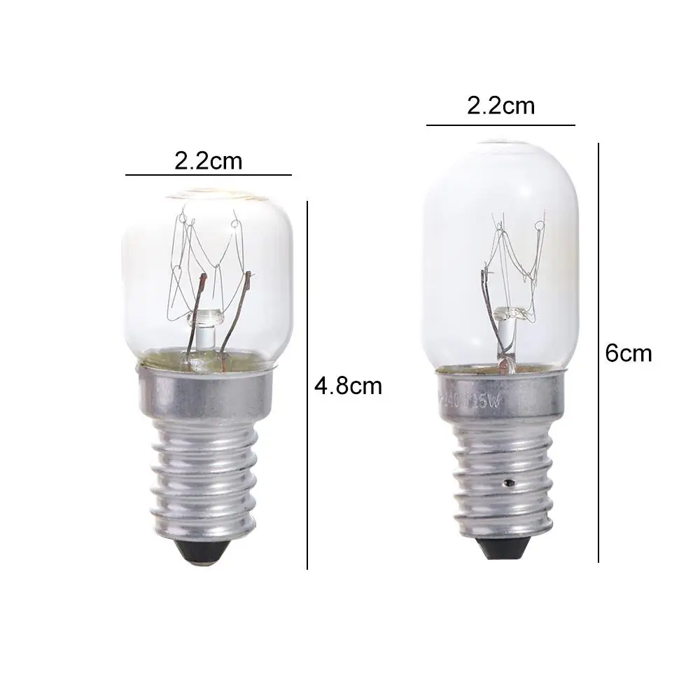 2pcs E14 Salt Lamp Bulb Vintage 15W Incandescent Bulbs Clear Glass High Temperature Resistant Salt Crystal Lamp Refrigerator