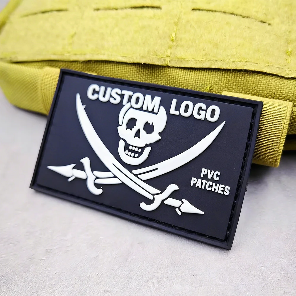 8cm 맞춤 인쇄 PVC 패치 의류 가방 모자용 도매 부드러운 고무 패치 벨크로 루프 및 훅
