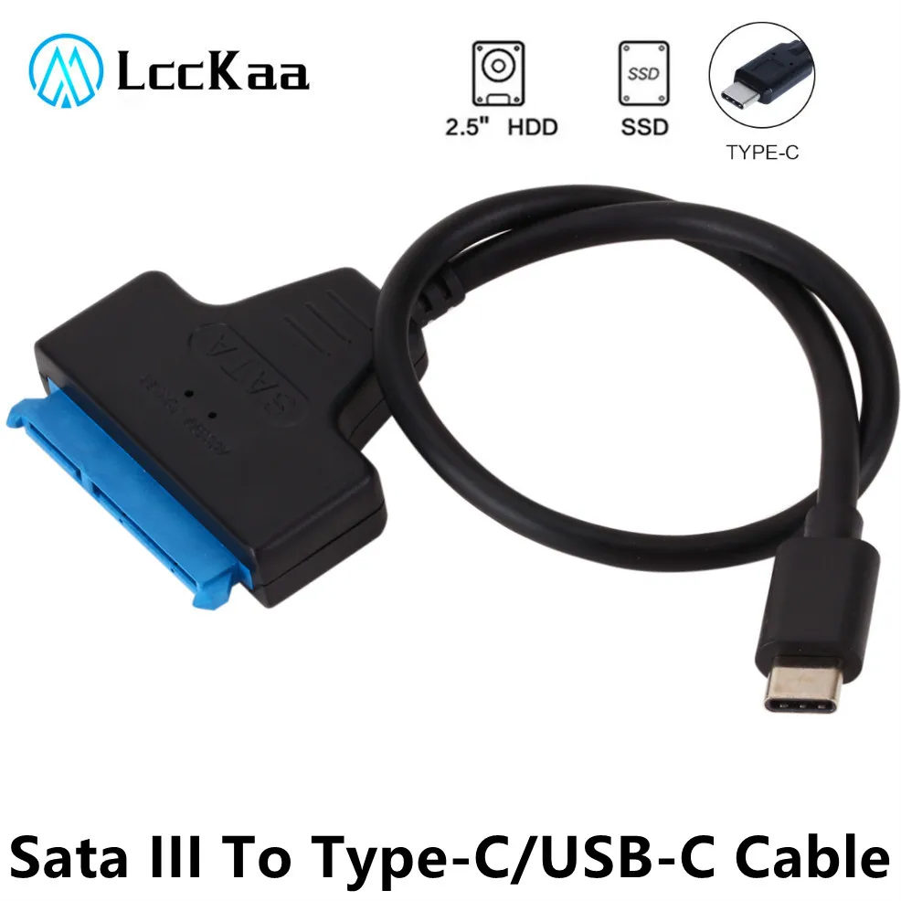 Lcckaa Sata para Tipo-c Cabo Usb 3.1 Usb c para Sata Adaptador de até Gbps Suporte 2.5 Polegadas Ssd Hdd Disco Rígido de 22 Pinos Cabo Sata