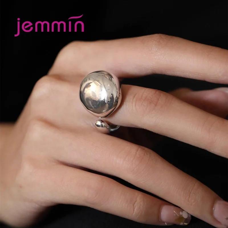 Anelli in Argento Sterling 925 Autentici per Donne, Design Geometrico Fatto a Mano, Anelli Aperti Irregolari, Regalo per Feste e Compleanni - immagine 3