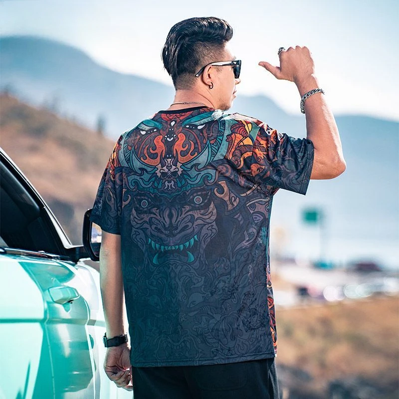 Camiseta de hombre Tops jaspeados Trashy Y2k Camisetas para hombre Camisetas Gráficas Seda helada Suave Gótica Grunge Acuarela Oversize Secado rápido Caliente