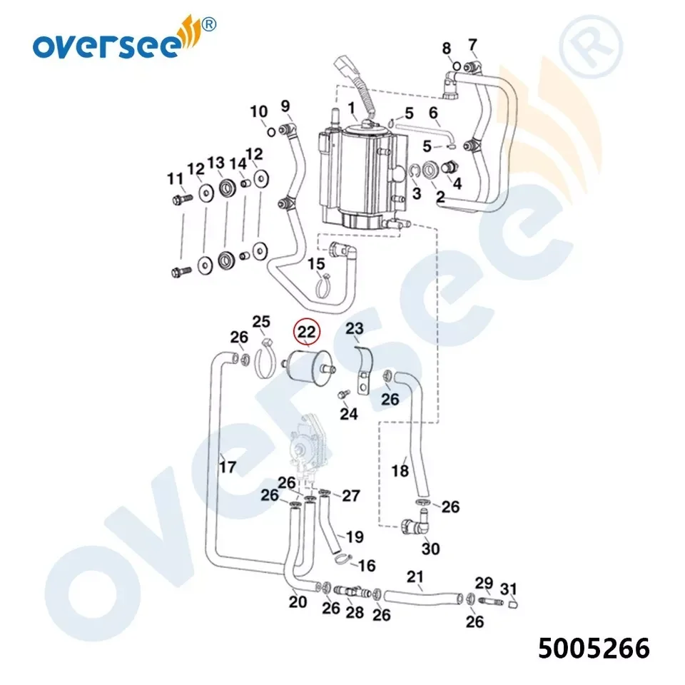 Filtro Carburante Per Motori Johnson Evinrude 40-200 CV - Ricambio Sierra 18-7722, OEM 5005266 - Foto 6