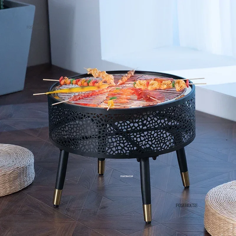 European Stainless Steel Fire Pits Household Indoor Charcoal Brazier Creative Smokeless Fire Pit Charcoal Stove Outdoor Heater
