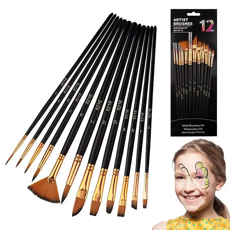 

Artist Paint Brush Set 12Pcs Paintbrushes Artist Acrylic Round Pointed Tip Halloween Pumpkin Ceramic Crafts Supplies Nylon Hair