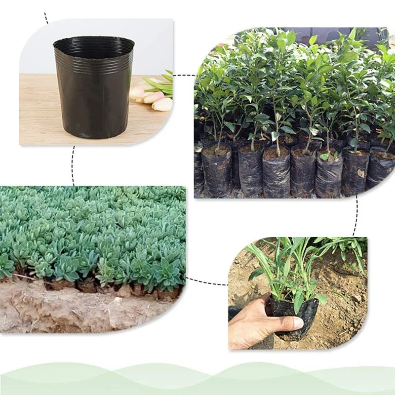 500Pcs Nursery Pot Plastic Plant Propagation Container Grow Bag Garden Supplies 8Cmx8cm 6