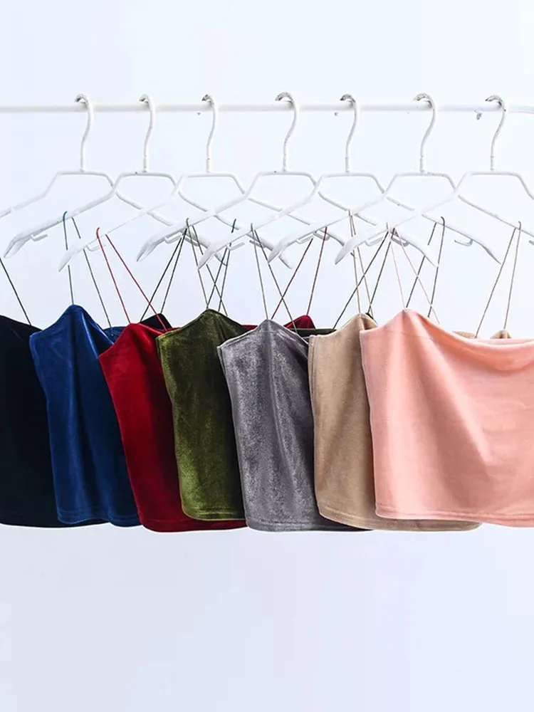 

2022 модный сексуальный топ на бретельках, короткий бархатный топ, 7 цветов, сексуальный топ-бюстье, короткий жилет, футболки, футболка