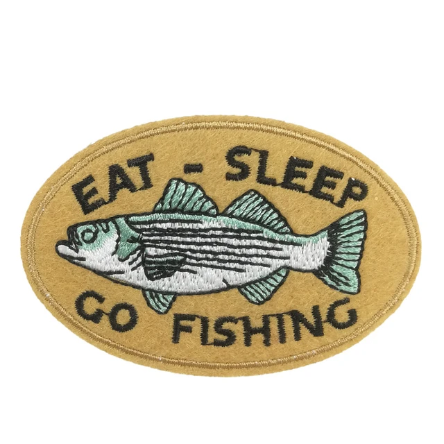 3 Eat Sleep Go fishing Striped Bass fish iron on patches