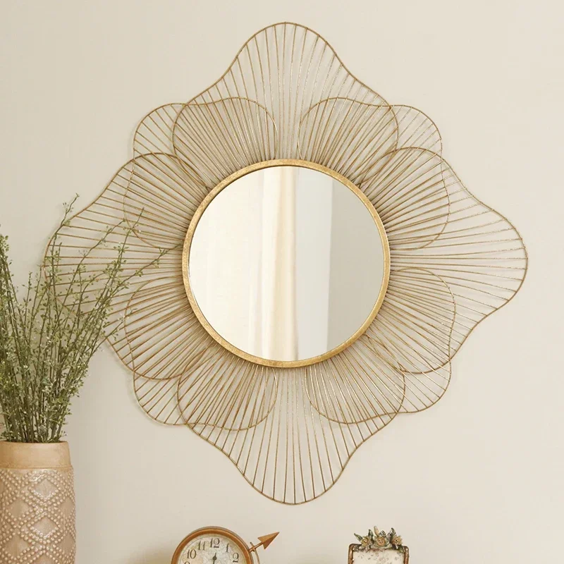 

Large Shower Mirror Gold Makeup Hair Cut Bathroom Mirror Decor Aesthetic Bedroom Espelhos De Banho Decorative Mirrors EB5JZ