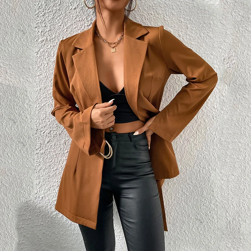 

2022 Autumn and Winter New Fashion Lapel Slim Cardigan Temperament Suit Jacket Women's Clothing Blazer Mujer