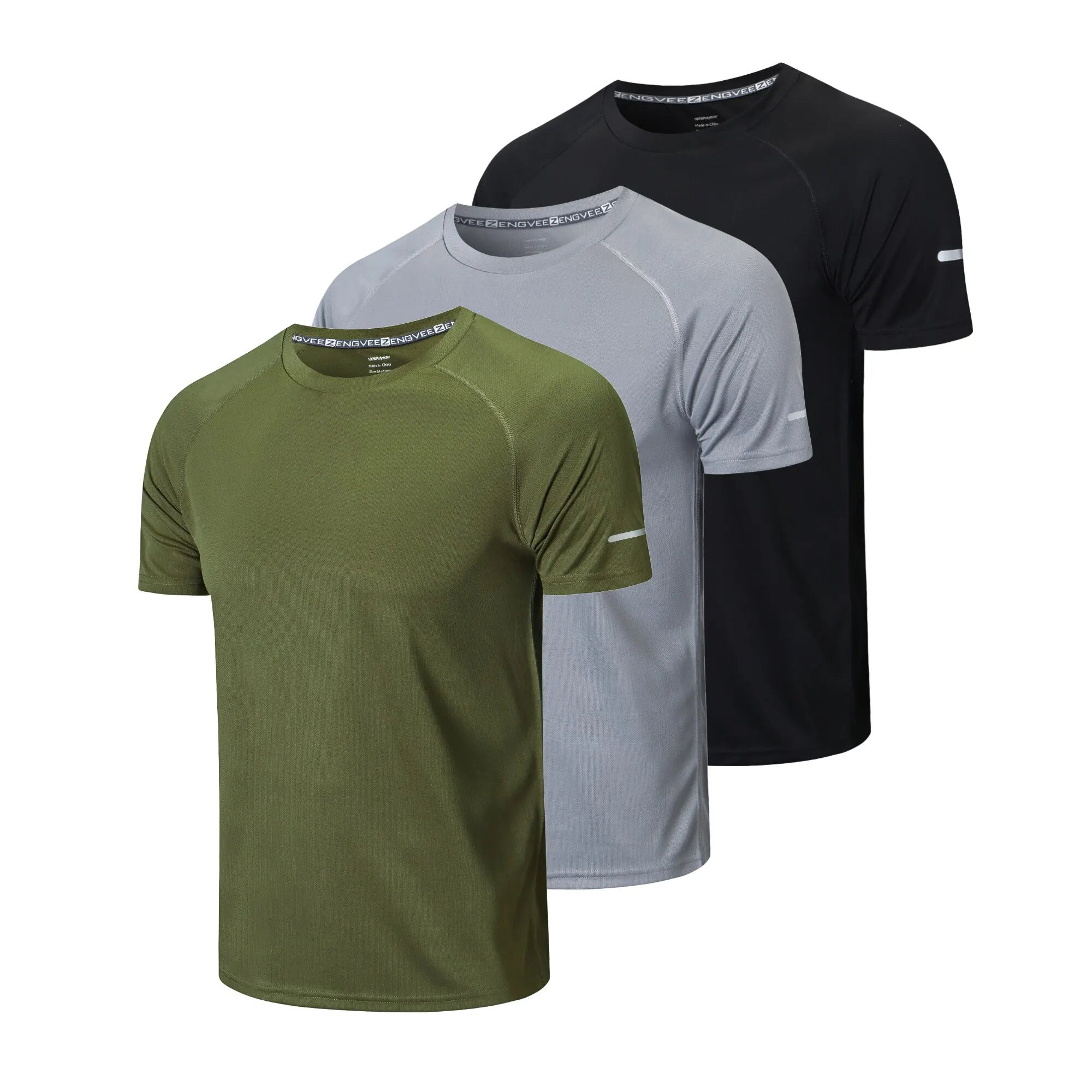 Running Shirts Men Dry-Fit Workout Moisture Wicking Active Athletic Sport Tops 3 Pack