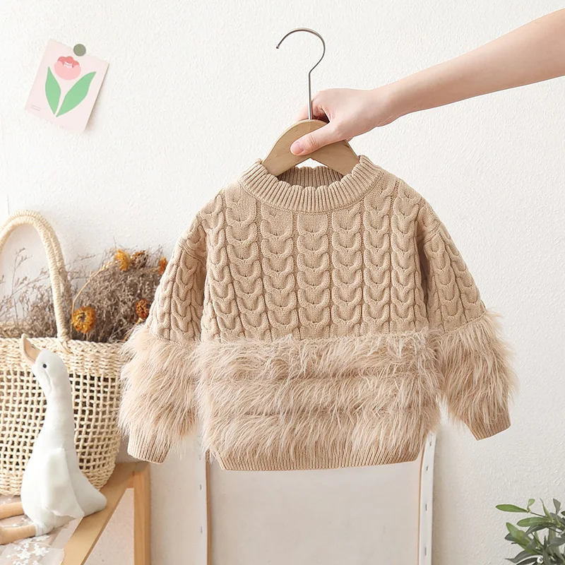 2025 퍼리 걸스 스웨터 패치워크 케이블 니트 가을 겨울 프린세스 긴팔 풀오버 스위트 니트웨어 학생용 IY12091