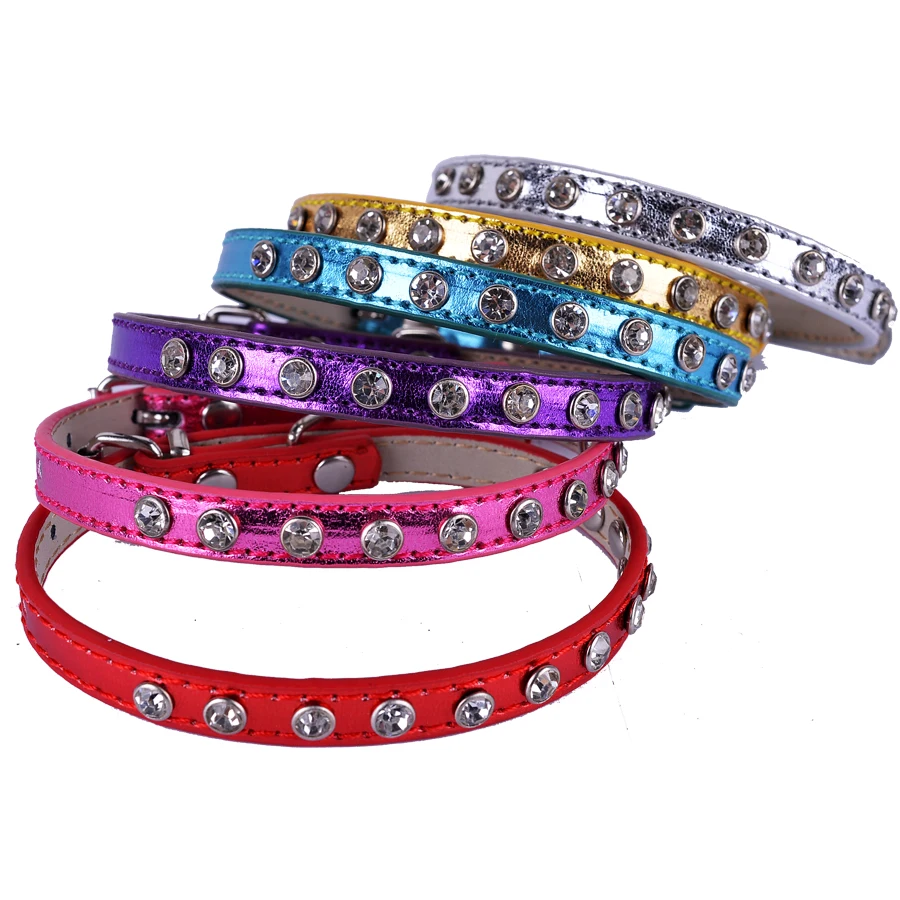 Puppy Pet Cat Supplies Rhinestone Cat Collar Purple Studded Collar