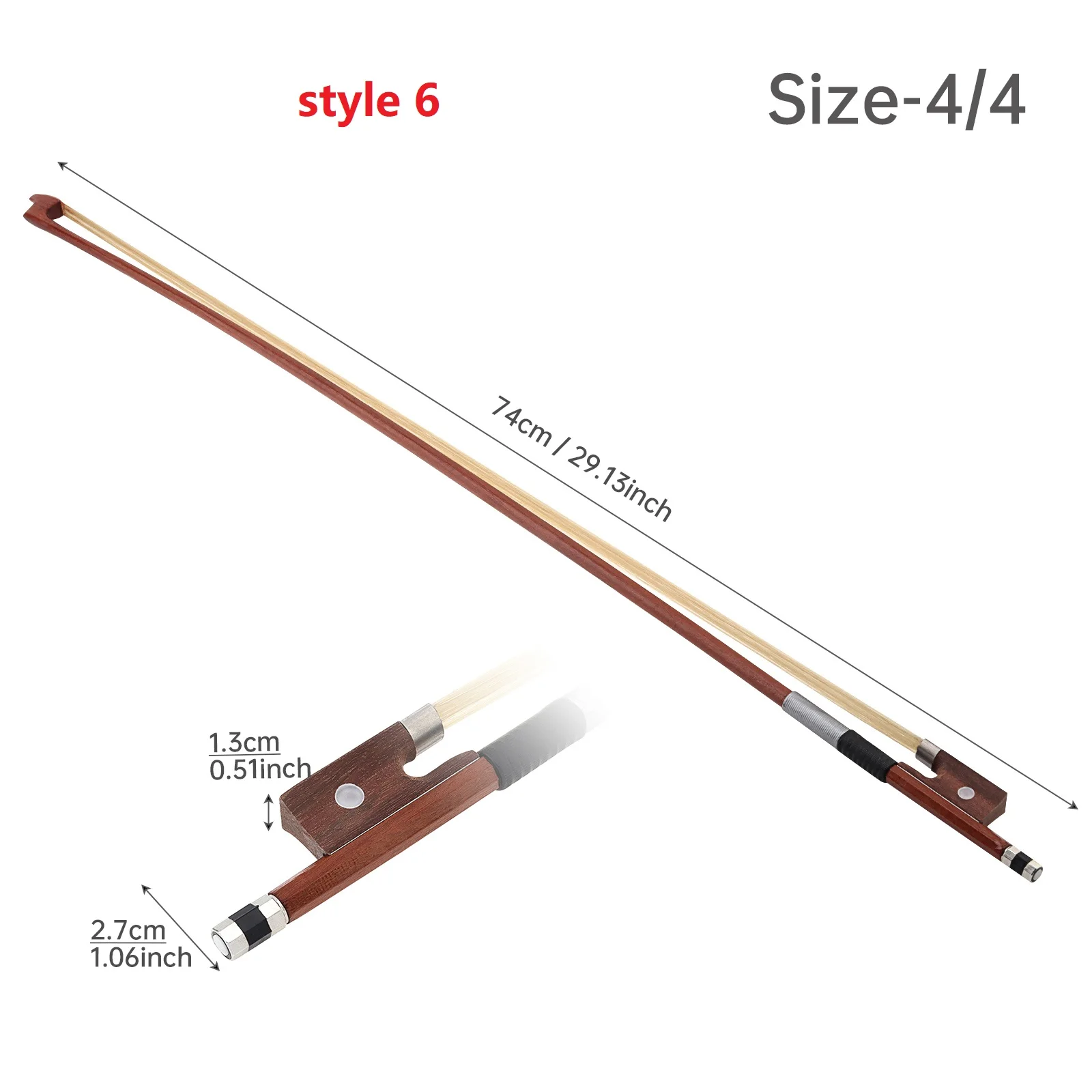 Brazilwood White Horsehair 4/4 Violin Bow with Accessories, Rosewood Frog Fiddle Bow Gift Violin Accessories