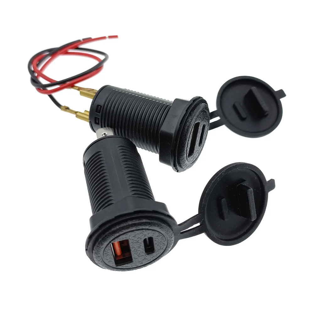 Usb Carregador Rápido Soquete Adaptador de Tomada 9v30v Tipo-c Módulo Buck para pd 5v 9v 12v 24v Carregamento Rápido no Carro Entrada 33w Qc3.0