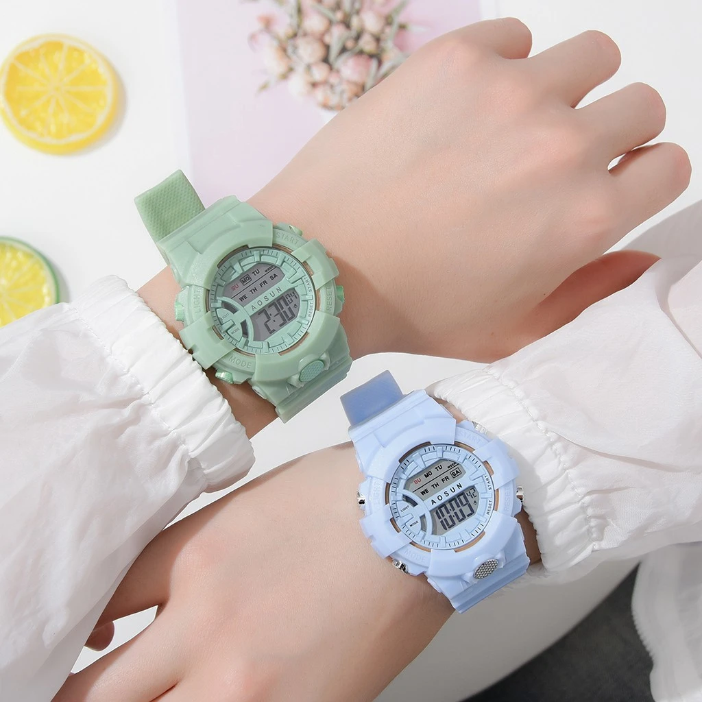 

Fashion Girls Watch Waterproof LED Digital Women Watches Countdown Stopwatch Sport Multifunction Clock Electronic Wristwatch