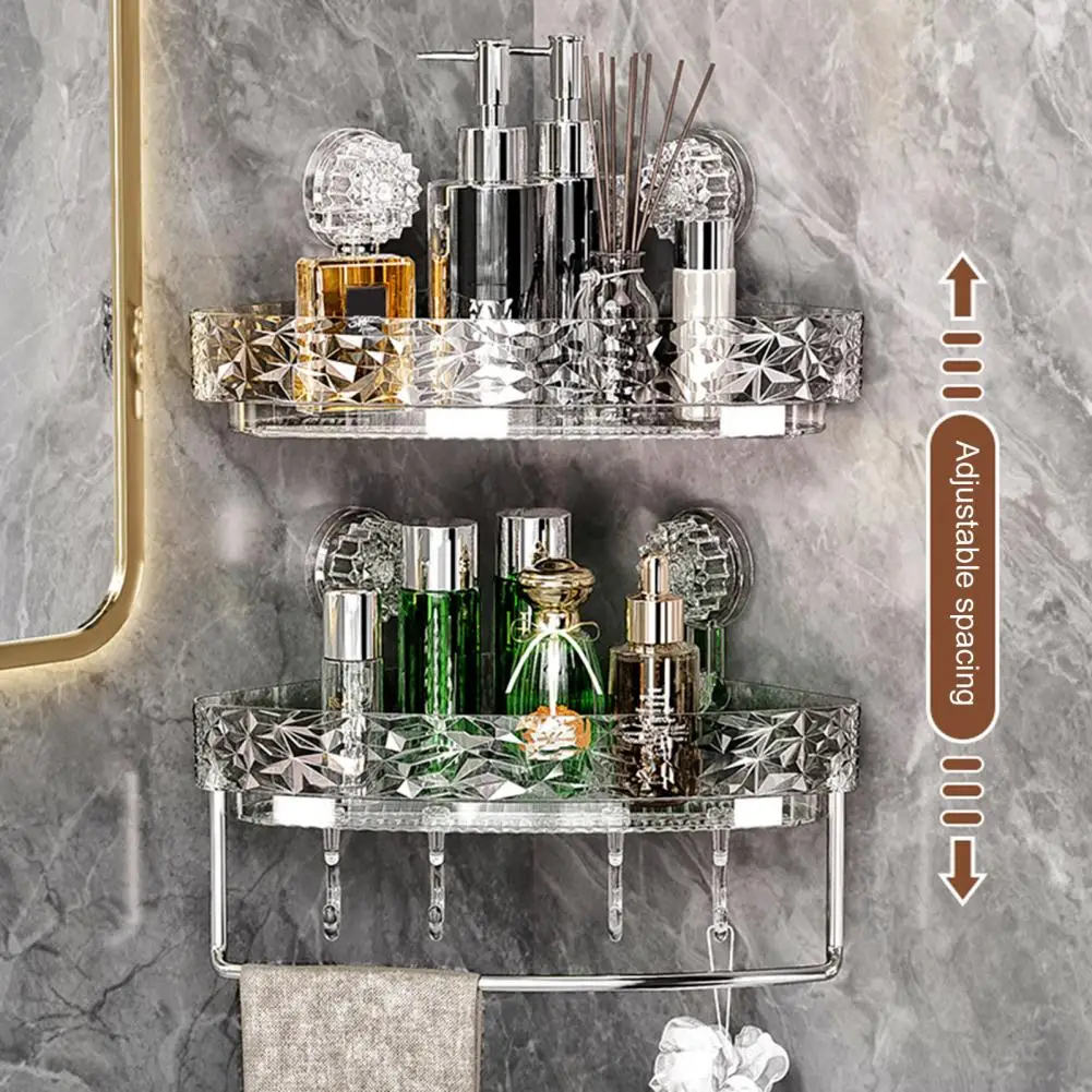 Suction Cup Corner Wall Shelf Storage Rack Strong Load-bearing Large Capacity Easy to Install Heavy-Duty Shower Organizer Shelf