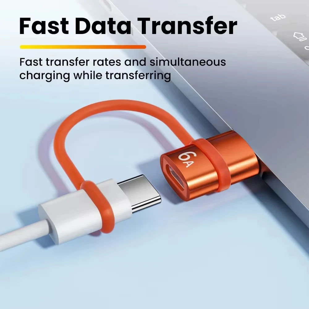 NNBILI USB3.0 어댑터 USB 남성용-타입 C 여성용 OTG 6A 고속 충전 타입 C-아이폰 여성용 데이터 전송 끈형 액세서리 포함