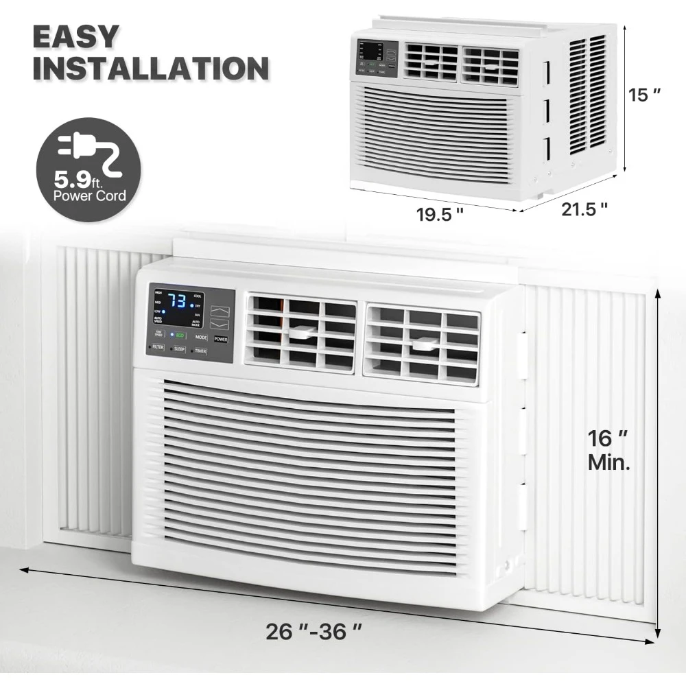 Window-Mounted Room Air Conditioner, Powerful Indoor AC with Multi-Speed Mode, Programmable Timer, Cool up to 450 Sq.Ft. 3