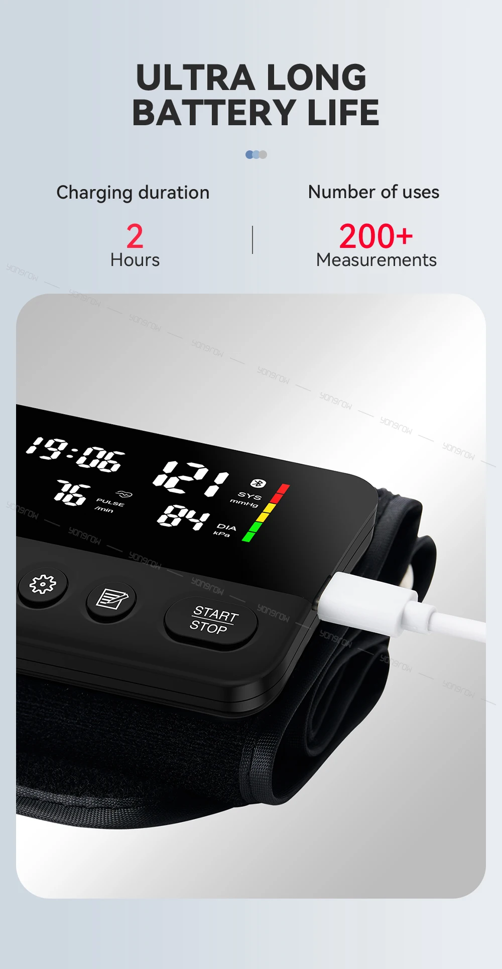 Yongrow Upper Arm Blood Pressure Monitor Heart Rate Digital LED Display Rechargeable Tonometer Portable Large Screen App Link 7 S63d38a7a6ba7450a93928c8538ba016aN