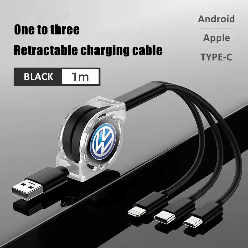 New 3 In 1 Micro USB Type C Charging Cable Multi Charger For VW Volkswagen Golf