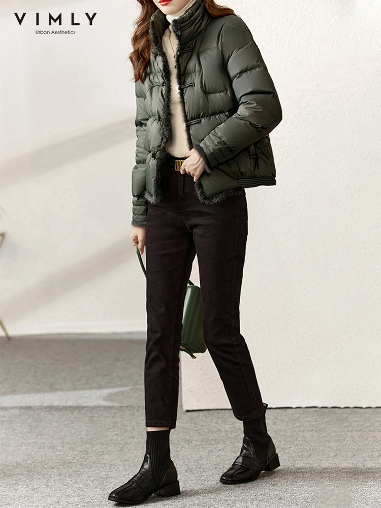 Vimly Pink Puffer Duck Down Jacket Women Stand Collar Short Women's Warm Thick Winter Coats 2022 Elegant Luxury Clothing 50300