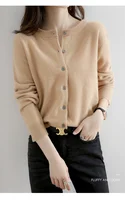New Worsted Spring And Autumn Women Cardigan Round Neck Knitwear Solid Color Fashion High-grade Knitwear-ZD-021 1