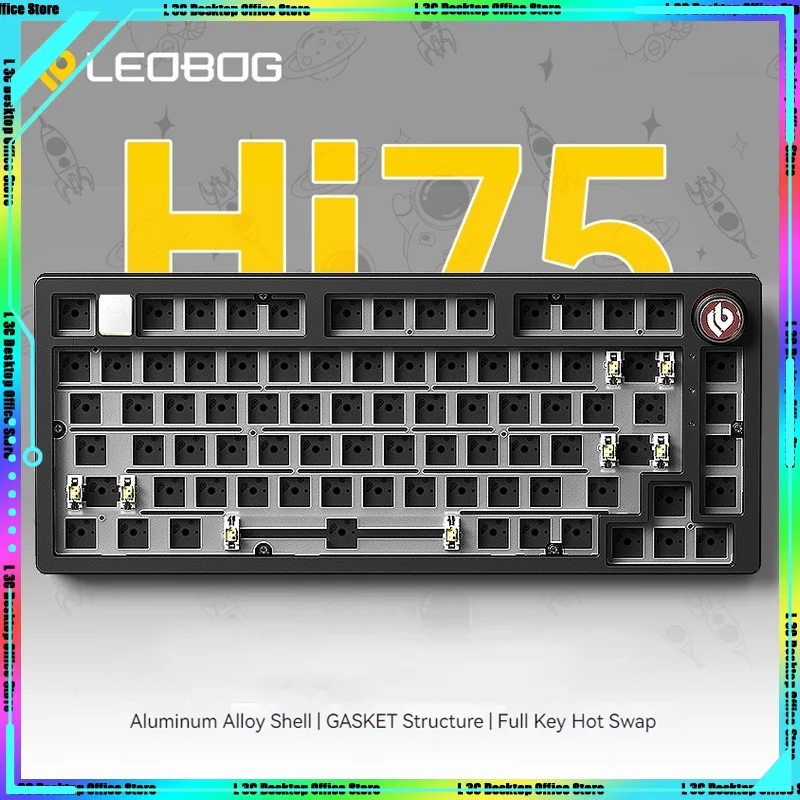 

LEOBOG Hi75 Wirled Customed Mechanical Keyboard Kit Gasket Aluminum Tuo Tuo Lump Hot-swap RGB Full Key No Conflict DIY PC Gamer