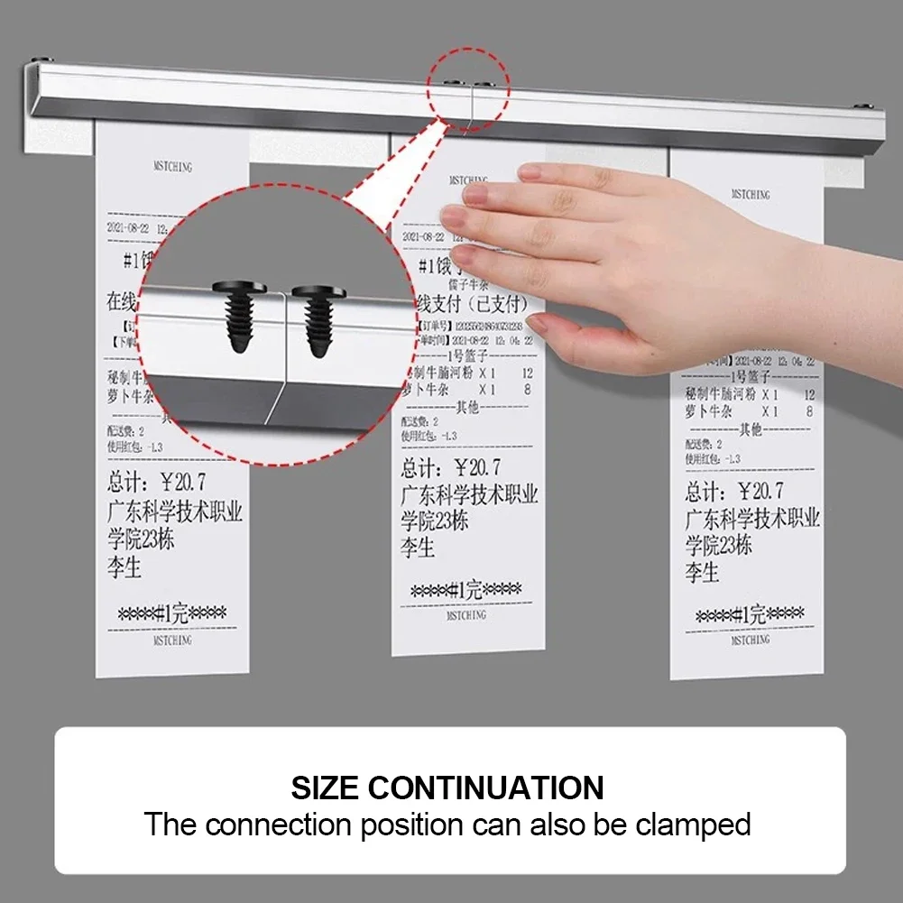 20/30cm Restaurant Ticket Holder Aluminum Order Rack Receipt Holder Silvery Kitchen Slide Check Rack for Office Cafes Pubs 4