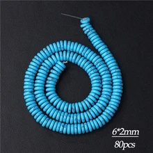  New Arrival Natural Stone Bead Blue Turquoises Flat Rondelle Round Square Shape Loose Spacer Beads For Jewelry Making Accessori 