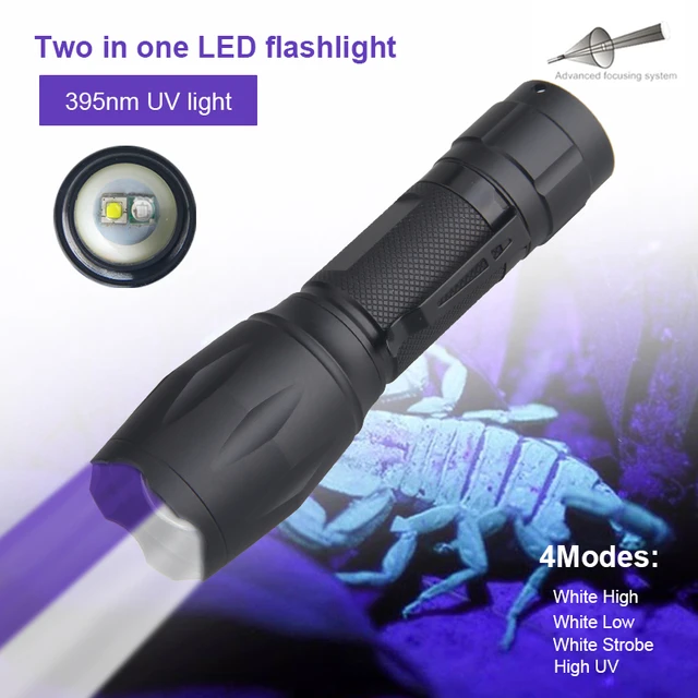 Linterna LED ultravioleta portátil, luz negra, 395 nM, lámpara de  inspección, luz ultravioleta, resistente al agua - AliExpress
