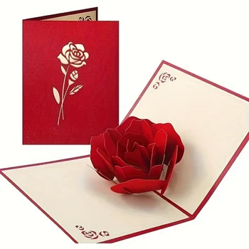 3D Pop-Up Happy Birthday Rose Card - Perfect for Anniversaries, Mother's Day, Weddings 1