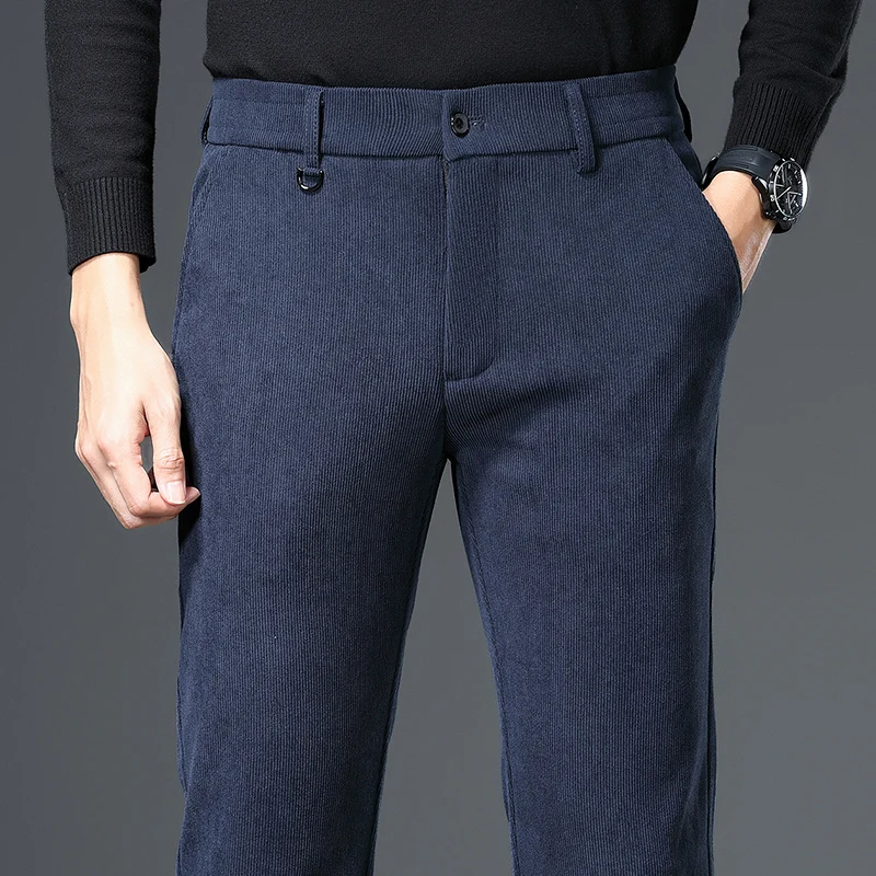 Men's Autumn Winter Solid High Waisted Button Zipper Pockets Casual Wide Leg Vacation Trousers Fashion Loose Office Lady Pants