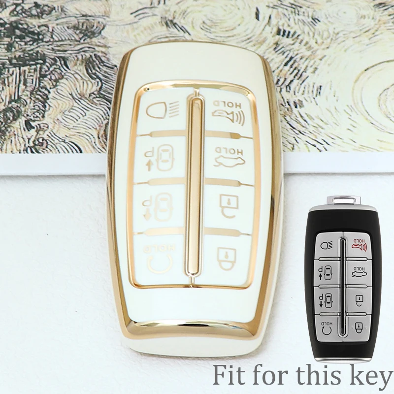 Premium TPU Car Key Case Cover with Keychain - 8-Button Protection and Style Accessory