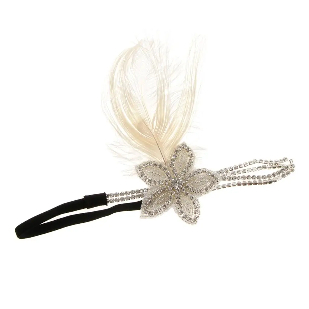 

1920s Flapper Feather Headband Bridal Headpiece Wedding Hen Party Accessory