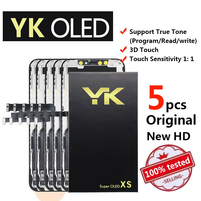 5Pcs Yk Oled Lcd Pantalla Display Per Iphone X Xs 11 Pro Display Lcd Touch Screen Digitizer Per Iphone X Xsmax 11 Pro 12
