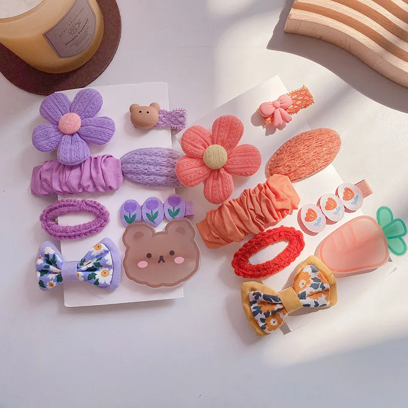 Baby Accessories luxury	 8Pcs/set Toddlers Kids Hair Clips Hairpins for Children Baby Handmade Cute Teen Girls Hair Accessories Cloth Barrettes Hairclip car baby accessories