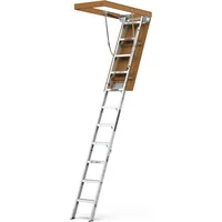 Aluminum Attic Ladder - Lightweight and Portable, 375-pound Capacity Convenient Access to Your Attic Fits 7'8"-10'3" Ceiling 1