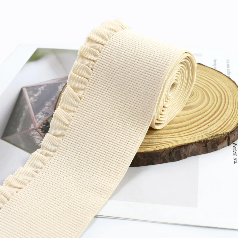 Soft Lace Trim Elastic Band - Stretch Webbing Tape for Dress Waist Decoration and Sewing Accessories