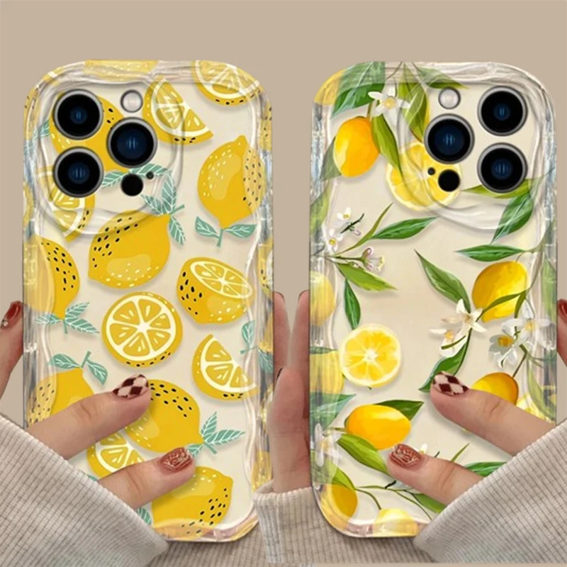 Vibrant Lemon Summer Fruit Silicone Case with Wave Side Design