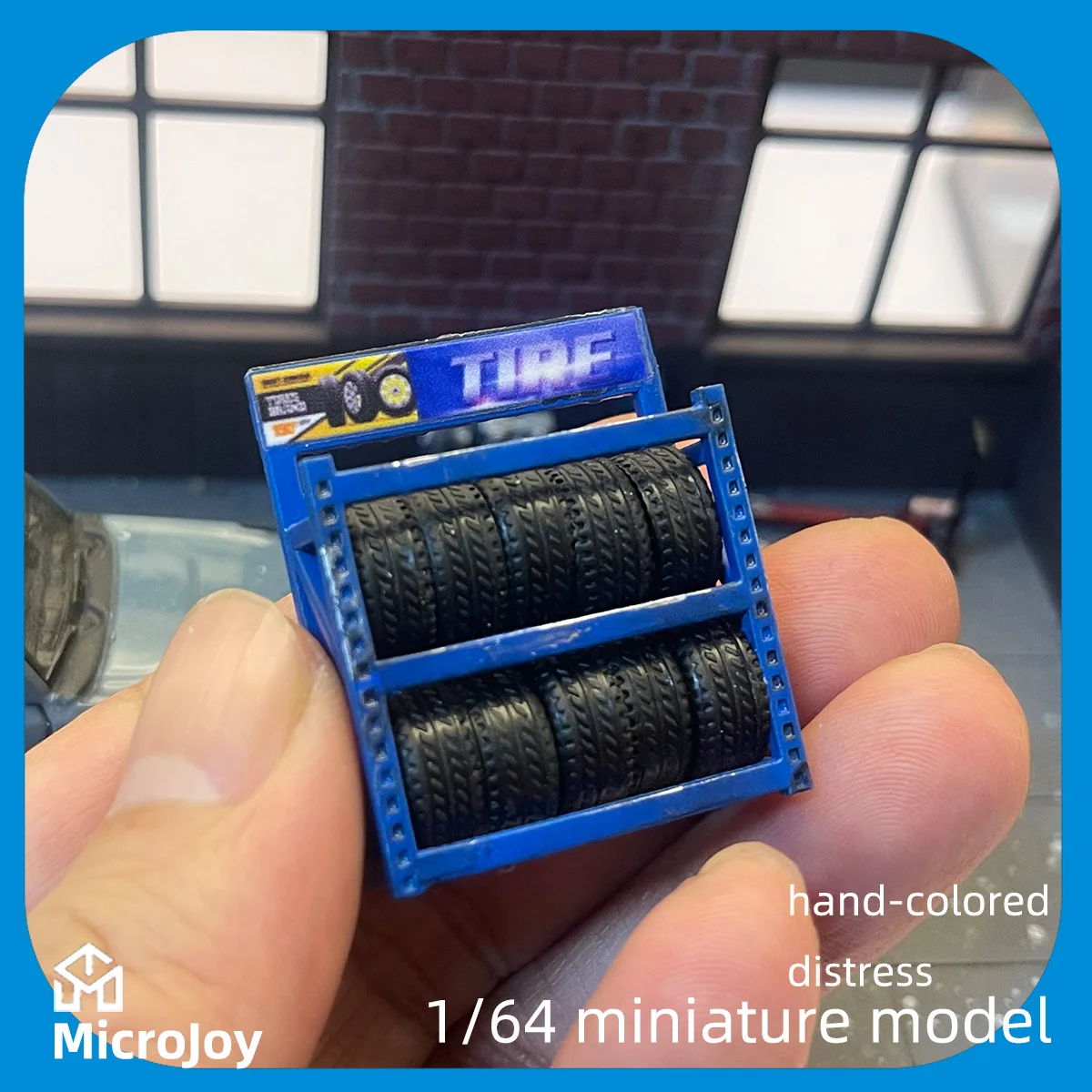 세부적인 장면: 1:64 스케일 미니어처 모델, 수리 공장, 타이어 선반, 미니 타이어 커버, 장식품 10개, 자동차 모델 장면, 에이지드 어레인지먼트